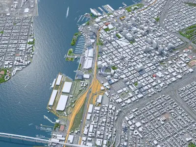 San Diego Downtown California USA Low-poly 3D model