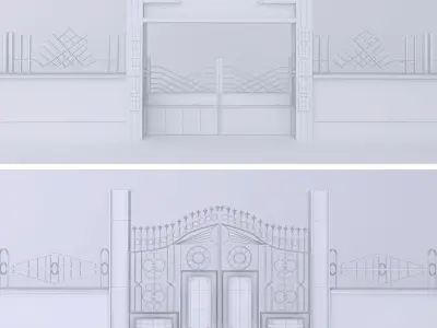 Door and fence 3D model