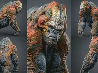 Alien Gorilla 3D Model  Creature from Another Planet Low-poly 3D model