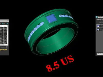 Light Gold Diamond Men Ring 2MR007 3D model
