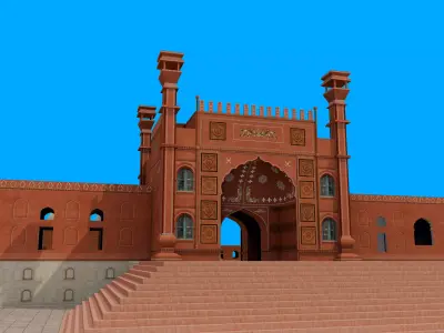 Badshahi Mosque Lahore  Low-poly 3D model