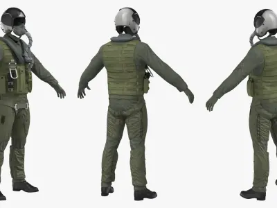  Military Pilot Flight Suit with Helmet Green 