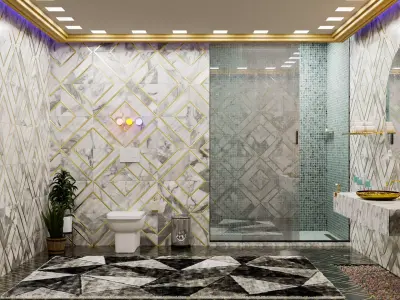 Blender Bathroom Scene Low-poly 3D model