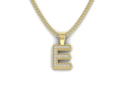 Pendant E letter with diamonds 3D print model