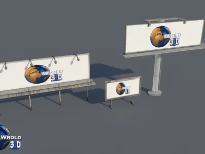 lowpoly billboard collection pack 3d model Low-poly 3D model
