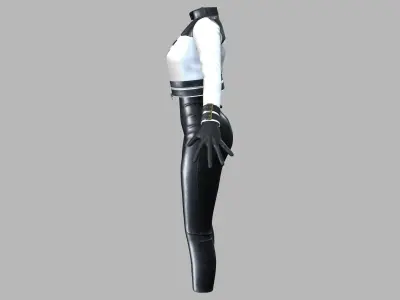 Female Sci-fi Black Bodysuit With White Jacket Low-poly 3D model
