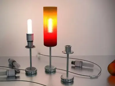Tablelamp with rigged cable Low-poly 3D model