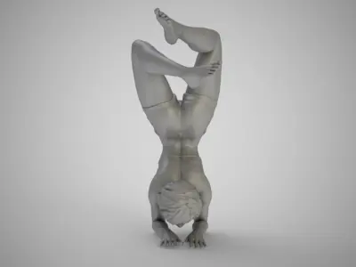 Handstand woman doing 3D print model