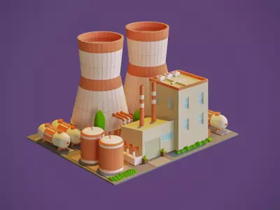 Nuclear Power Plant Low-poly 3D model