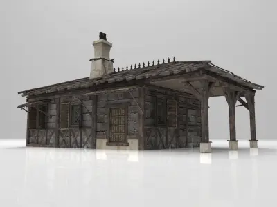 Medieval house fantasy 02 Low-poly 3D model