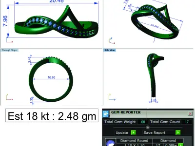 Solitaire Engagement Women Ring 3D print model buy
