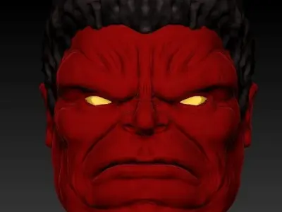 Red Hulk head sculpt 3D print model 3D model