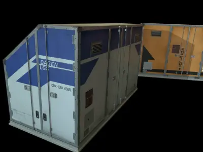 Airport shipping containers Low-poly 3D model