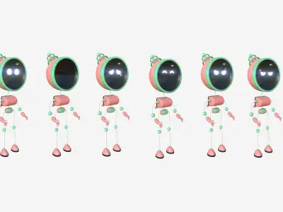 Cute Robot D04 Pink Green - SciFi Character Design Low-poly 3D model