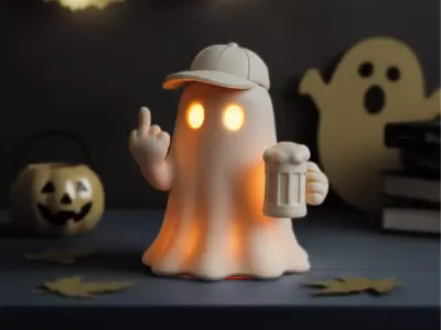 Middle Finger Ghost  Funny Tealight Holder and Figurine 3D print model