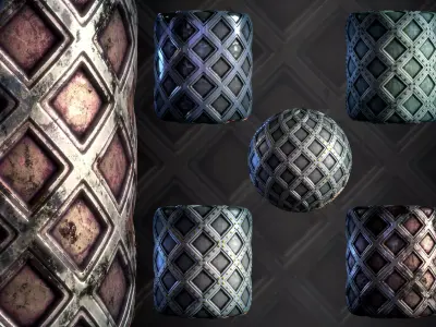 Metal with Rivets Stylized - VOL 01 - SBsar - Maps Texture