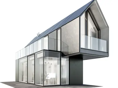 Modern house 17 at night 3D model