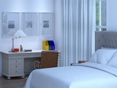 Interior Bedroom Scene 01 Low-poly 3D model