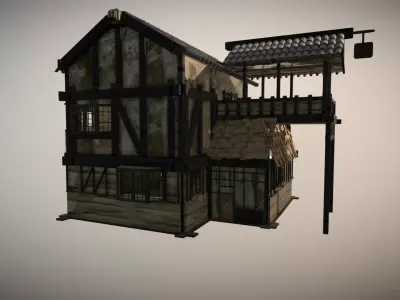 Medieval House the interior is accessible 3D model