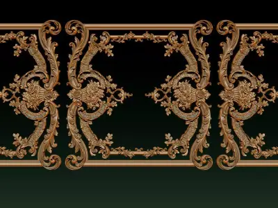 Ornamental Relief CNC Model for Wooden Doors and Wall Panels 2B 3D print model