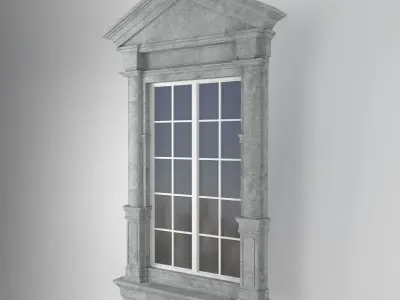 classical style window and balcony Low-poly 3D model