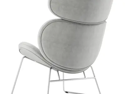 Armchair Montola Woven Fabric Light Grey 3D model