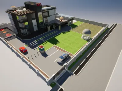 Villa Interior And Exterior Low-poly 3D model