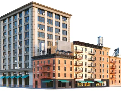  Detailed City Buildings Block 