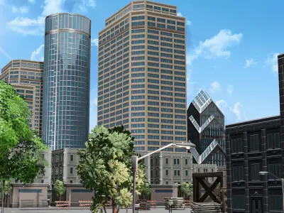 Fully Detailed City Low-poly 3D model