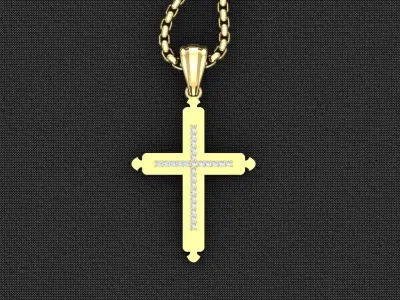 High Cross Pendant Light Gold 18K 3CP092 3D model