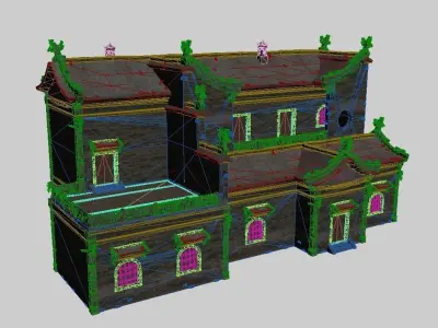 Brick wall structure house Low-poly 3D model