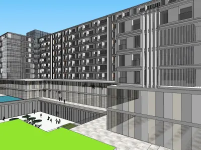 highrise building cluster sketchup model 3D model