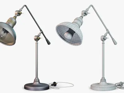 Table Lamp Adjustable Vintage Low-poly 3D model