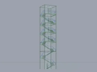 Staircase with Elevator Free 3D model