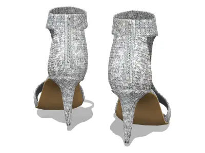 Open Toe T-Straps High Heel Shoes Low-poly 3D model