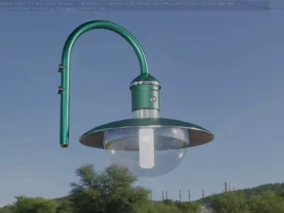  Street Light -7- Moss Green Version - For Walls Low-poly 3D model