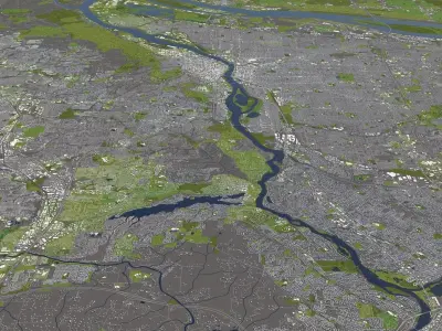 Portland 50x50km 3D City Map 3D model