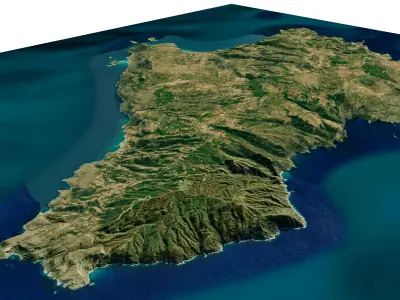 Cythera island 3d model terrain Low-poly 3D model