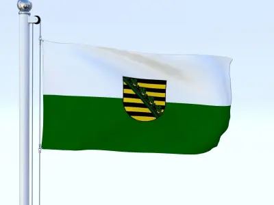 Animated Saxony German State Flag Low-poly 3D model
