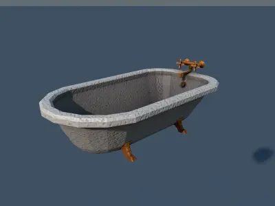Bath bathroom-interior Low-poly 3D model