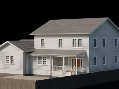 American Cottage House 4 Low-poly 3D model