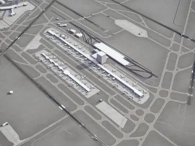 Detroit - Metropolitan Wayne County Airport - DTW Low-poly 3D model