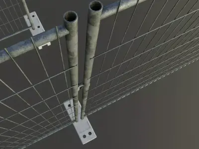 Stone Bases Construction Fence Array-Setup Low-poly 3D model