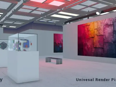 Modular Art Gallery 03 Unity Asset Low-poly 3D model