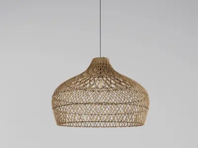  Realistic Rattan Pendant Lights High Detail 3D model