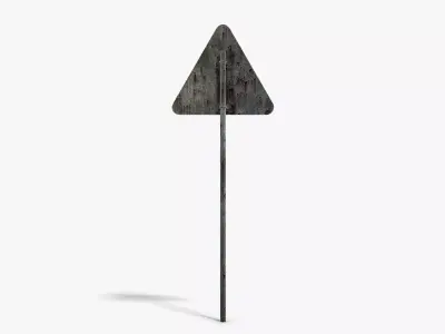 Damaged Uneven Road Sign Low-poly 3D model