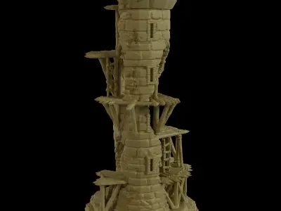 Corrupted Lookout Tower Tabletop Terrain 28 MM 3D print model