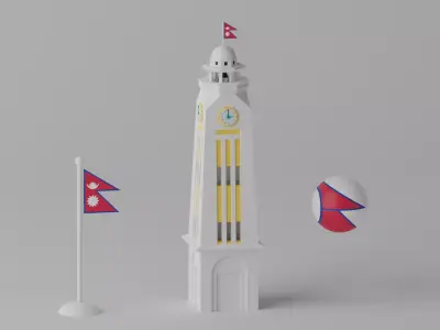 Ghanta Ghar Kathmandu Nepal 3D model