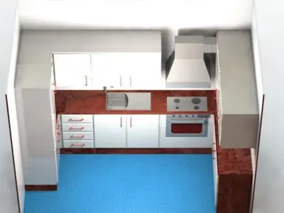 kitchen with cabinets and floor 3D model