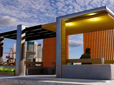 Shaded Area with Bike Parking skp 3D model
